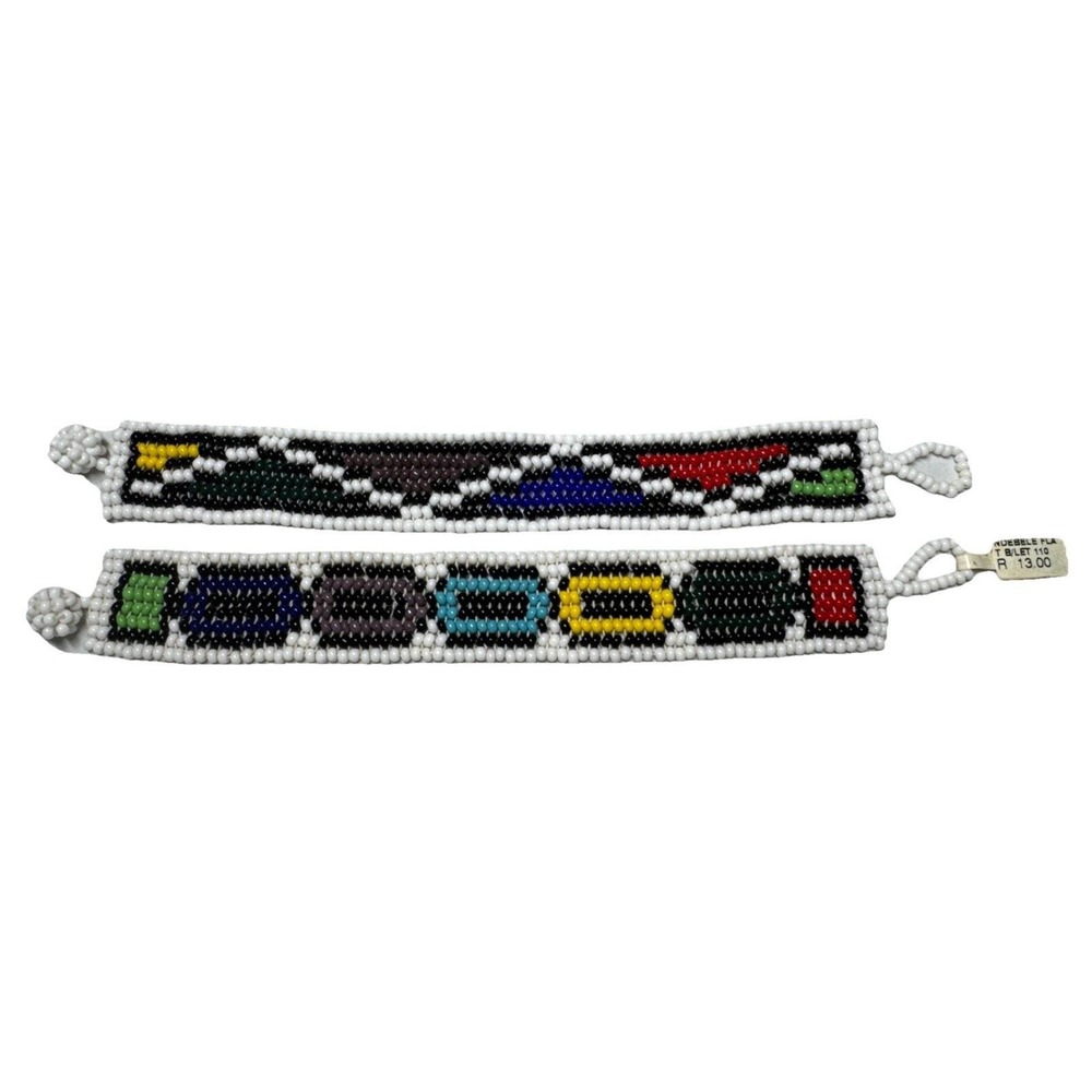 VTG‎ Beaded Native Tribal bracelets Cuff South Western Zulu Lot 2 Boho Handmade